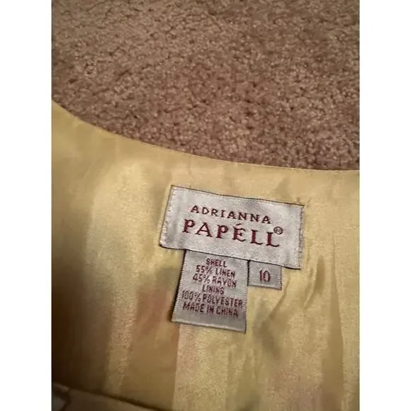 Vintage Adrianna Papell Maxi Dress Linen Floral Cottage Feminine Romantic - Picture 2 of 6